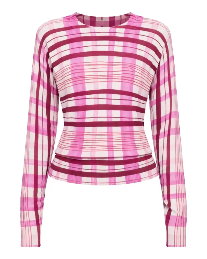 Desigual plaid-patterned long-sleeve sweater - Weiß Weiß