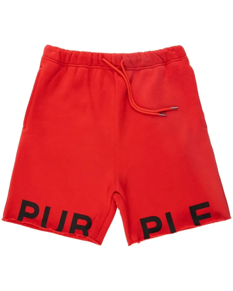 PURPLE BRAND Joggingshorts mit Logo-Print - Rot Rot