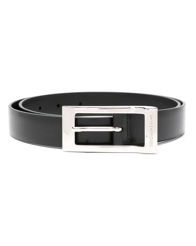 Dolce & Gabbana Gürtel aus gebürstetem Leder - Schwarz Schwarz