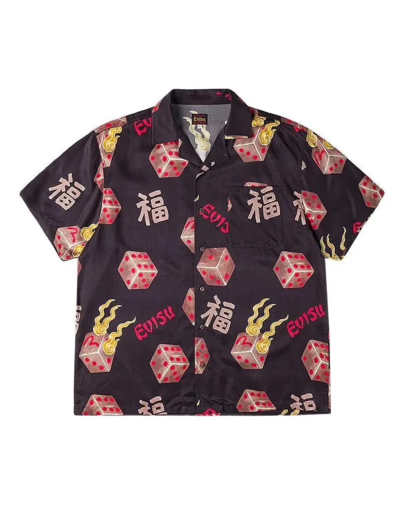 Evisu dice-print camp shirt - Schwarz Schwarz