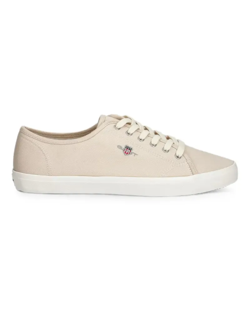 Gant lace-up logo-embroidered sneakers - Nude Nude