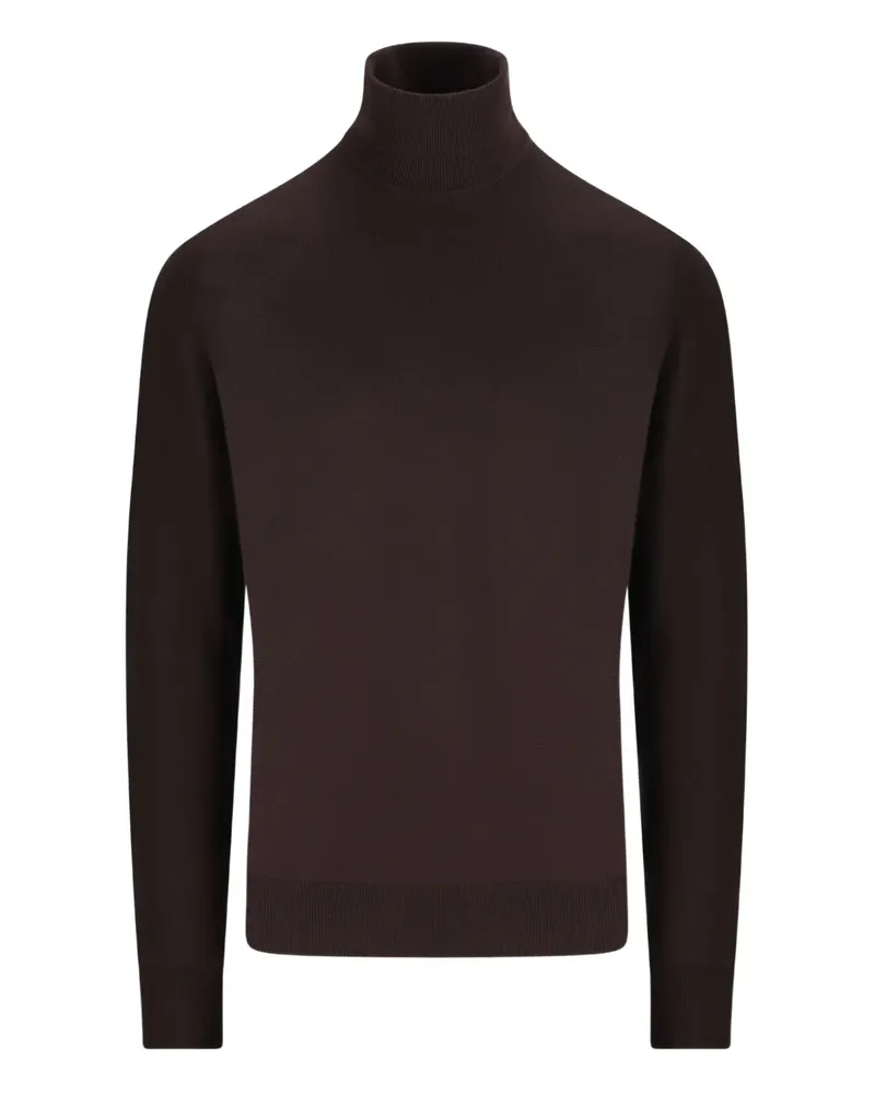 Loro Piana Gerippter Pullover mit Stehkragen - Braun Braun