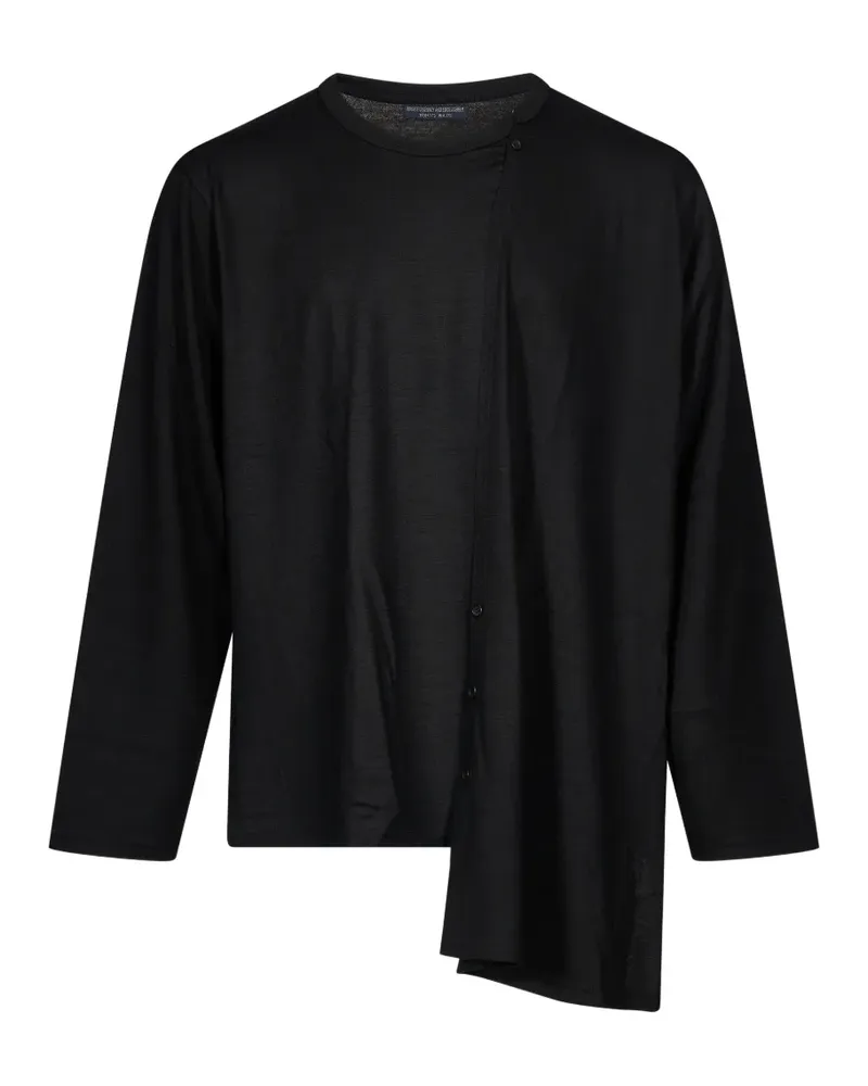 Yohji Yamamoto Asymmetrisches geknöpftes Langarmshirt - Schwarz Schwarz