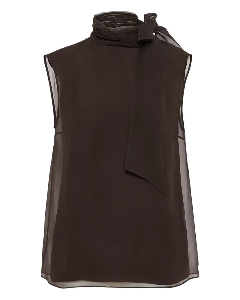 Brunello Cucinelli Bluse mit Schleifenkragen - Braun Braun