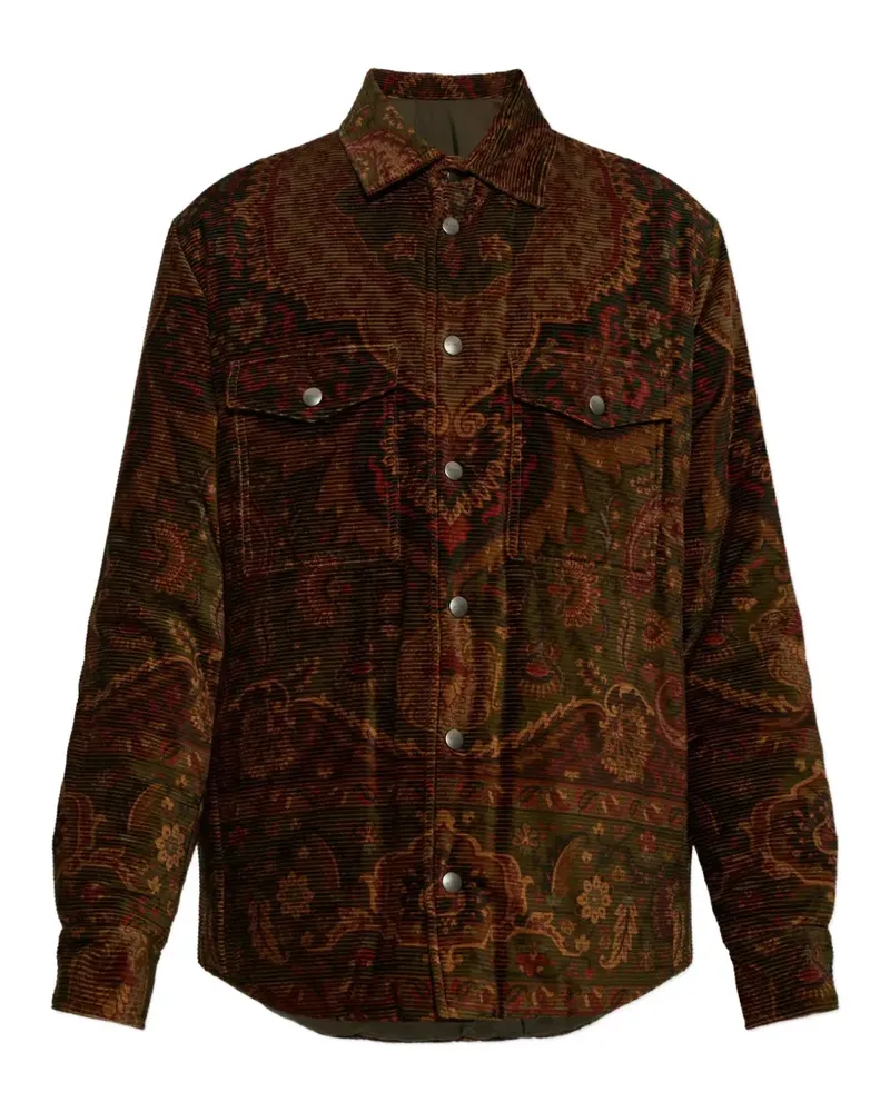 Etro Wattierte Cordjacke mit Blumenprint - Braun Braun