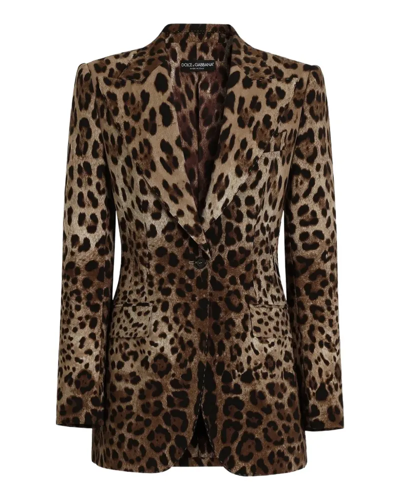 Dolce & Gabbana Turlington Einreiher-Wolljacke mit Leo-Print - Nude Nude