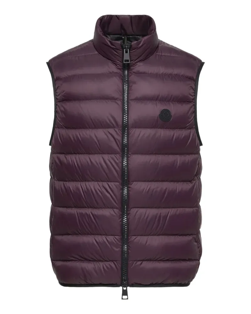Moncler Gesteppte Weste mit Logo-Patch - Violett Violett