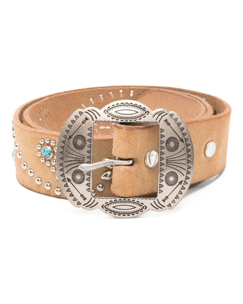 HTC Hollywood Trading Company Rosamond studded leather belt - Braun Braun
