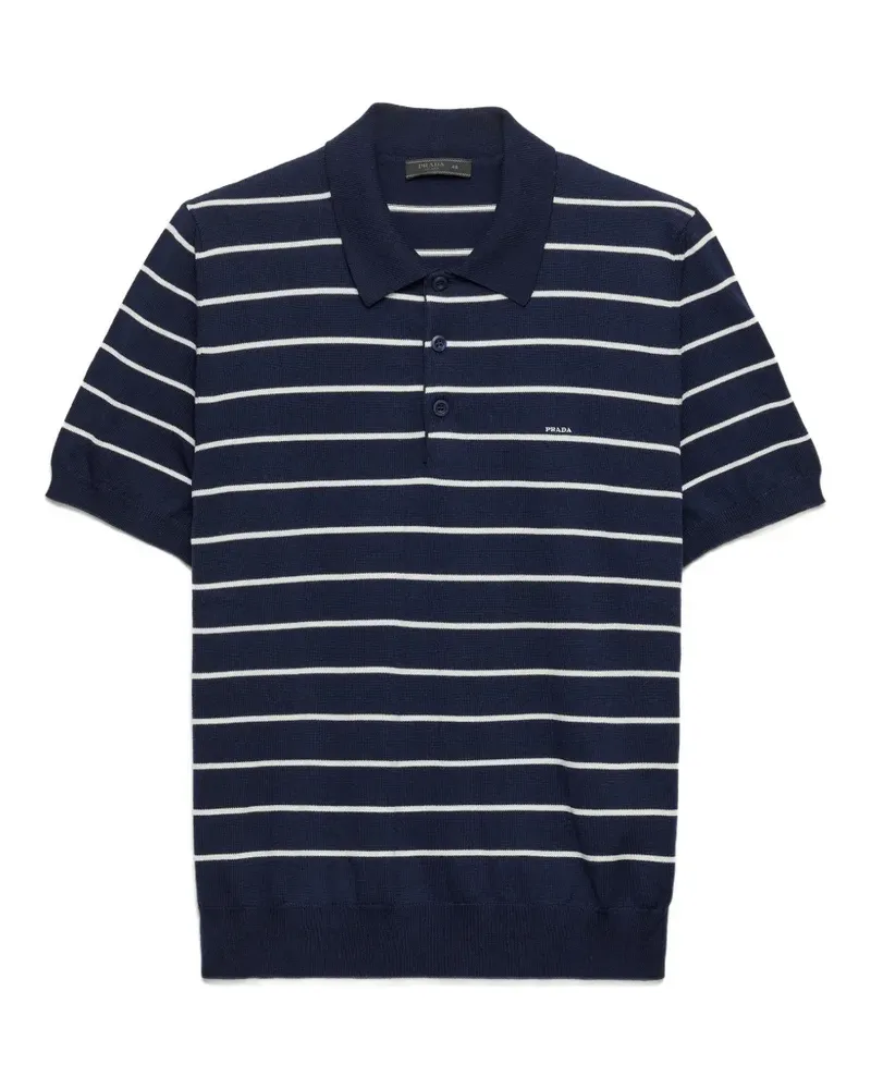 Prada short-sleeved striped cotton polo shirt - Blau Blau