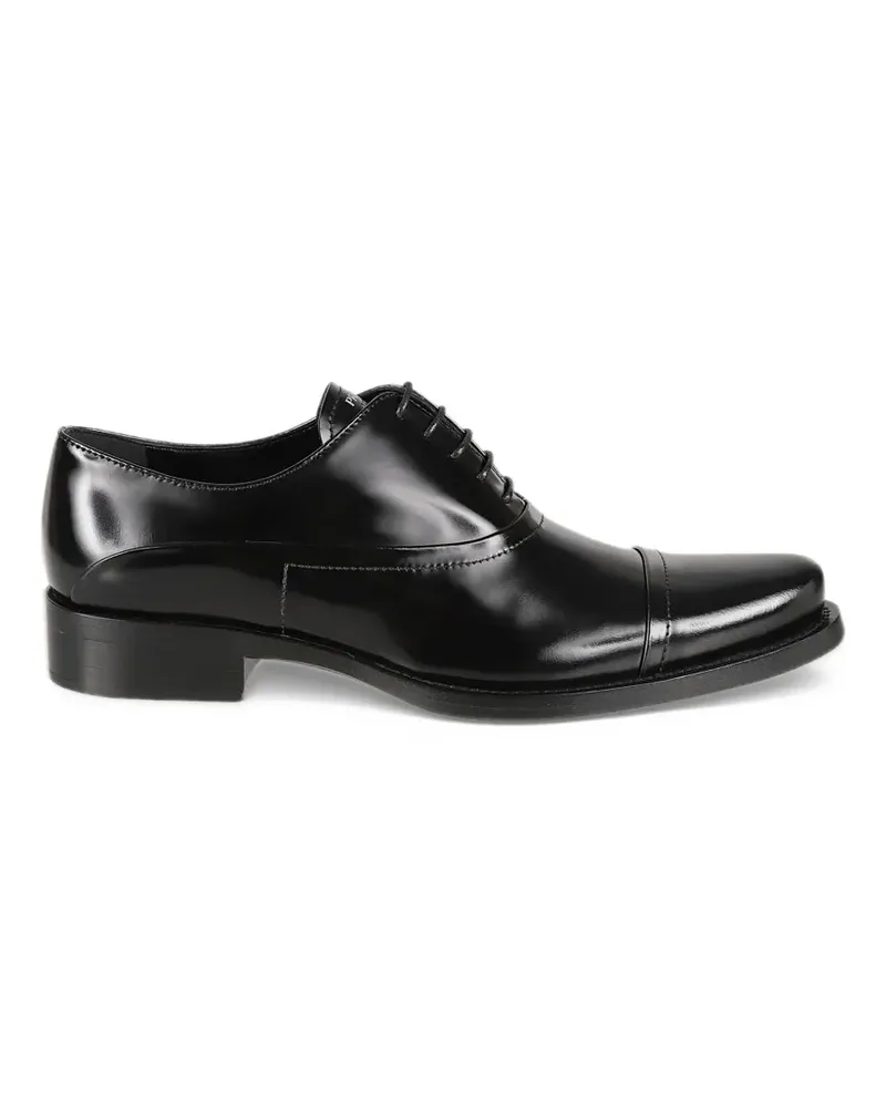 Prada Schnürschuhe aus gebürstetem Leder - Schwarz Schwarz