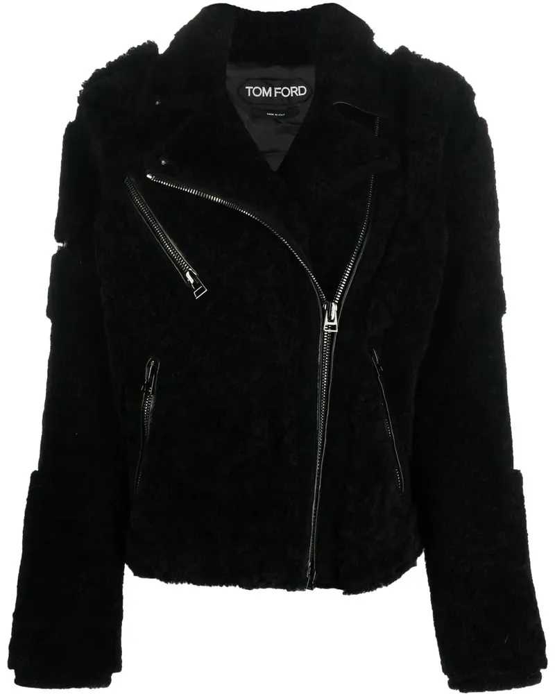 Tom Ford Shearling-Jacke mit Reißverschluss - Schwarz Schwarz