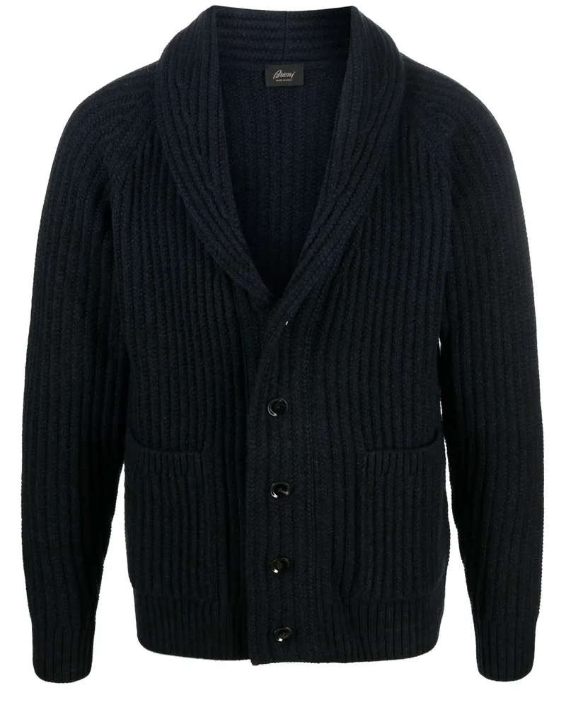 Brioni Grob gestrickter Kaschmircardigan - Schwarz Schwarz