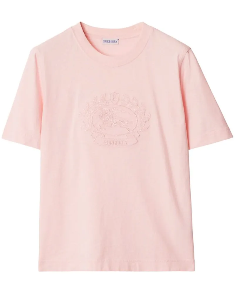Burberry T-Shirt mit Logo-Stickerei - Rosa Rosa