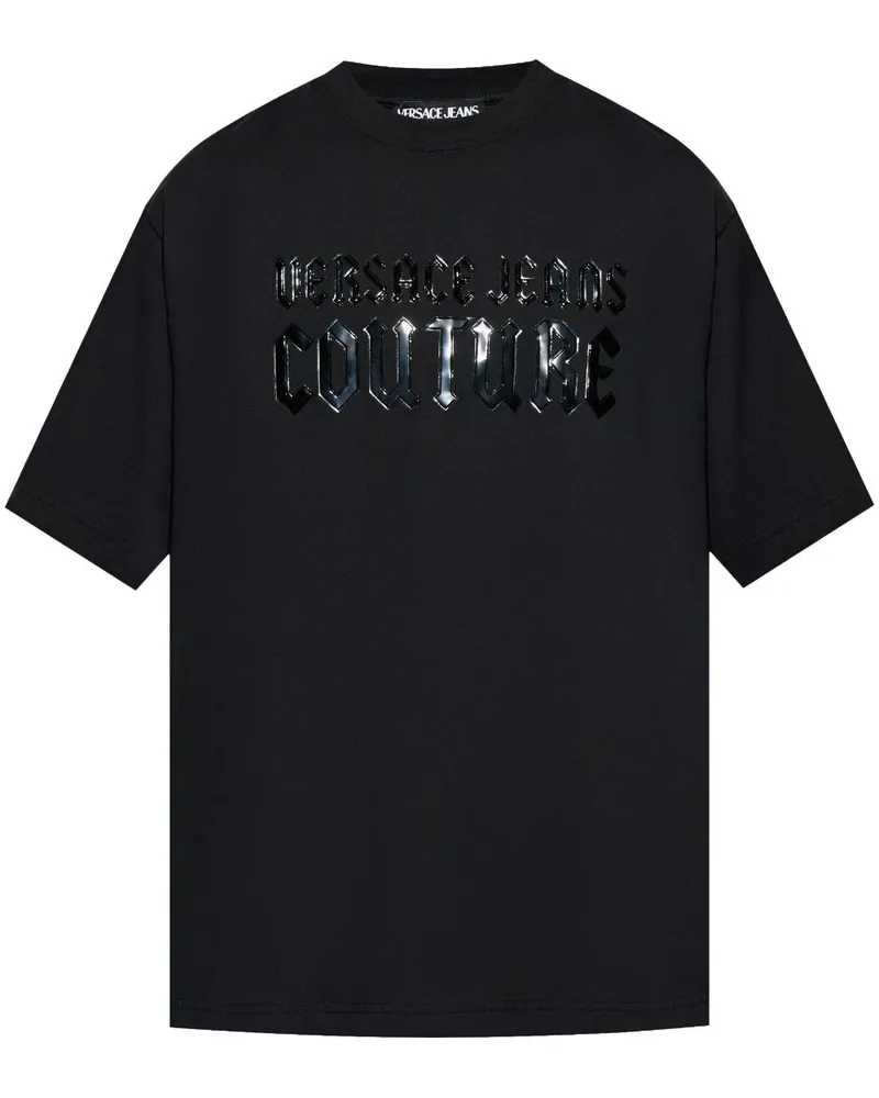 Versace Jeans T-Shirt mit Logo-Patch - Schwarz Schwarz