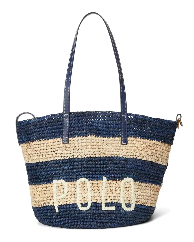 Ralph Lauren striped embroidered tote bag - Blau Blau