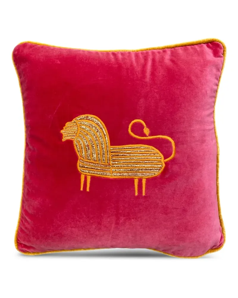 Les-Ottomans Besticktes Kissen aus Samt (50cm x 50cm) - Rosa Rosa