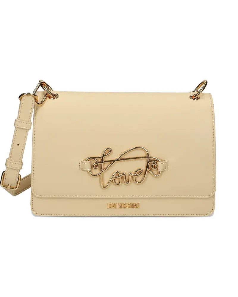 Moschino Schultertasche mit Logo-Schild - Nude Nude