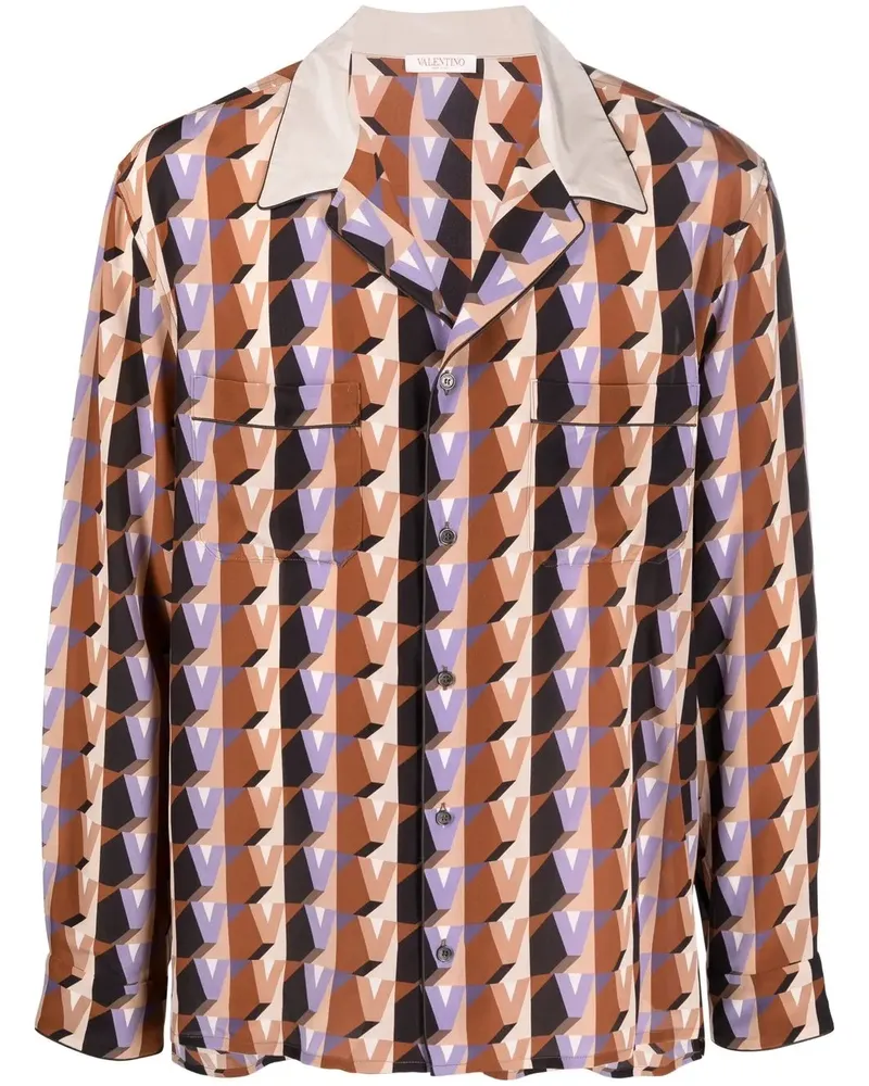 Valentino Garavani Seidenhemd mit grafischem Print - Braun Braun