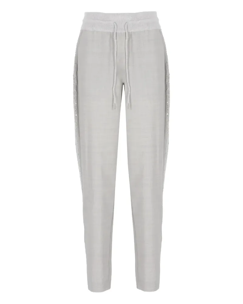 PANICALE Cashmere sequin-embellished drawstring trousers - Grau Grau