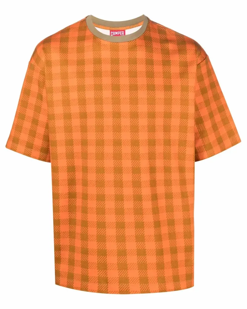 Camper T-Shirt mit Karomuster - Orange Orange