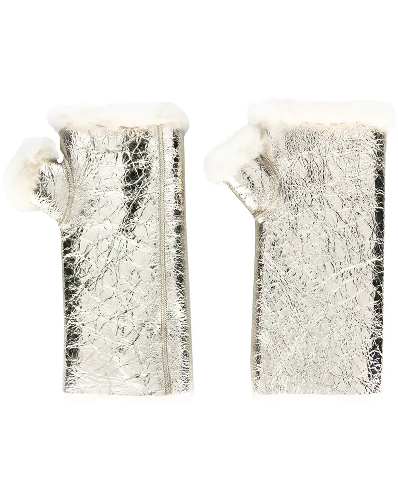 Yves Salomon Handschuhe im Metallic-Look - Gold Gold