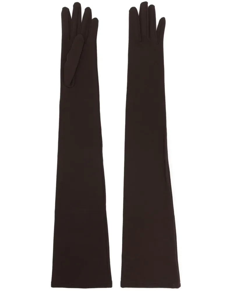 Dolce & Gabbana Lange Jersey-Handschuhe - Braun Braun