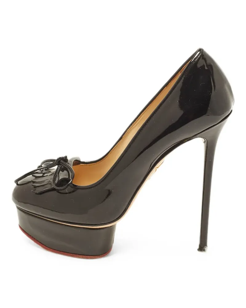 Charlotte Olympia fringed bow platform pumps - Schwarz Schwarz