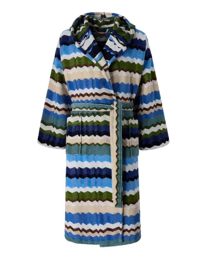 Missoni Home Kapuzen-Bademantel mit Zickzack-Print - Blau Blau