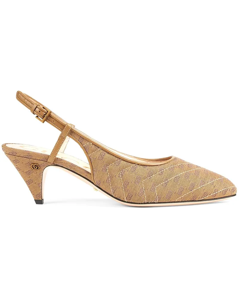 Gucci Slingback-Pumps mit Logo - Nude Nude