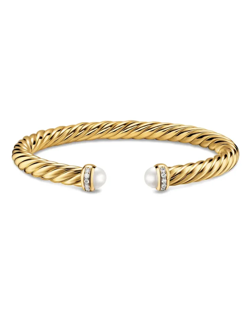 David Yurman 18kt Cablespira® Flex Gelbgoldarmband mit Perlen und Diamanten Gold
