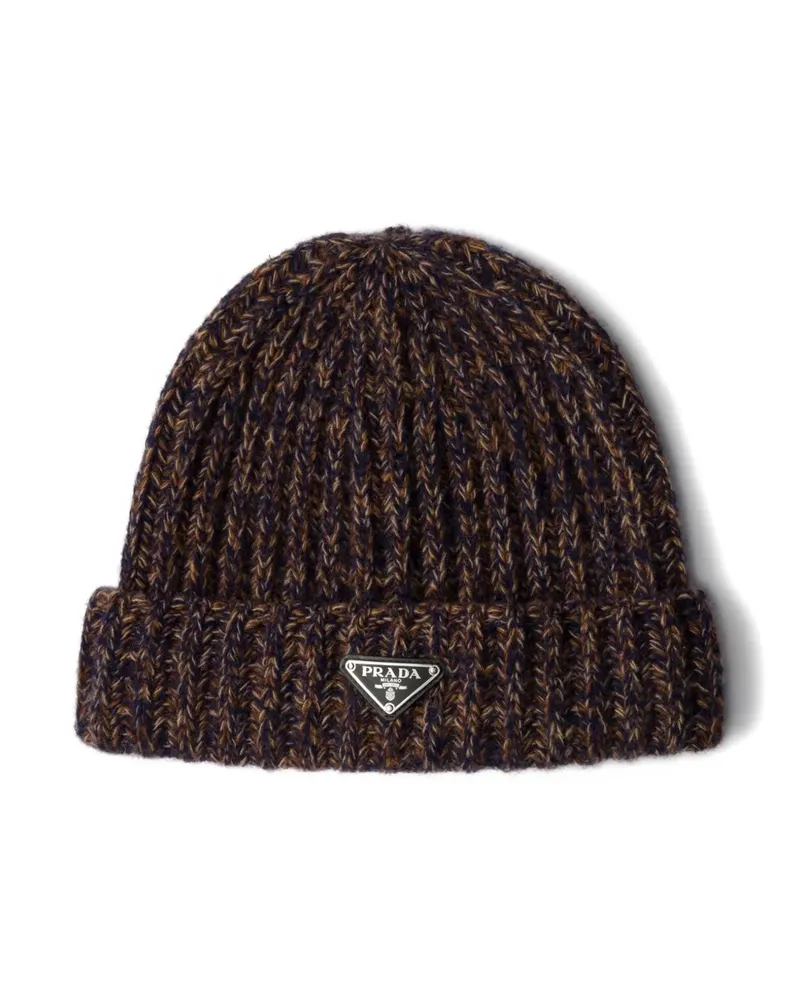 Prada Beanie mit Triangel-Logo - Blau Blau