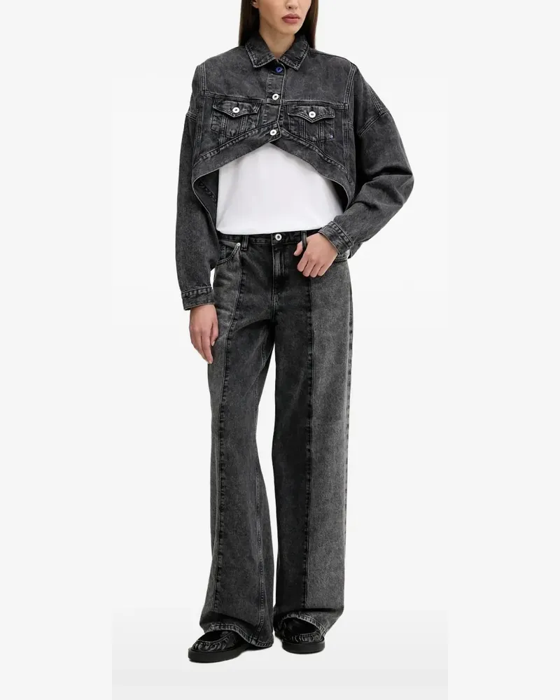 Karl Lagerfeld Asymmetrische Cropped-Jeansjacke - Schwarz Schwarz
