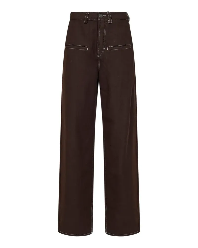 Uma Wang Hose mit Kontrastnähten - Braun Braun