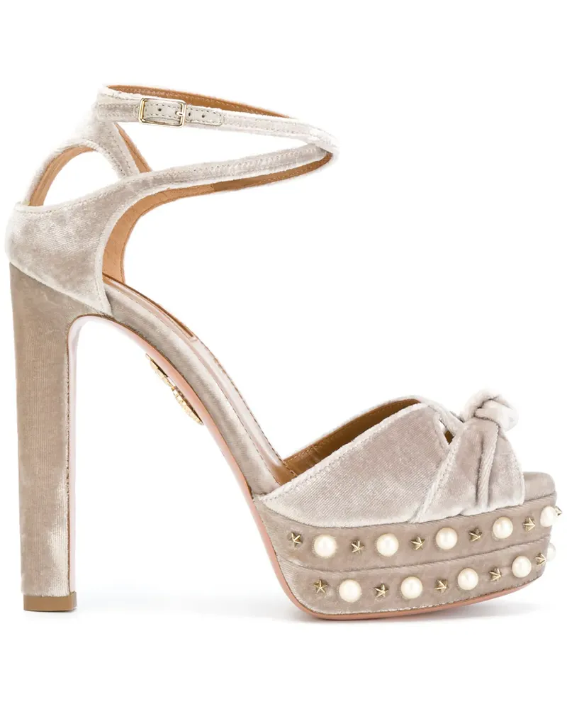 Aquazzura Harlow Pearls' Sandalen mit Plateausohle - Grau Grau