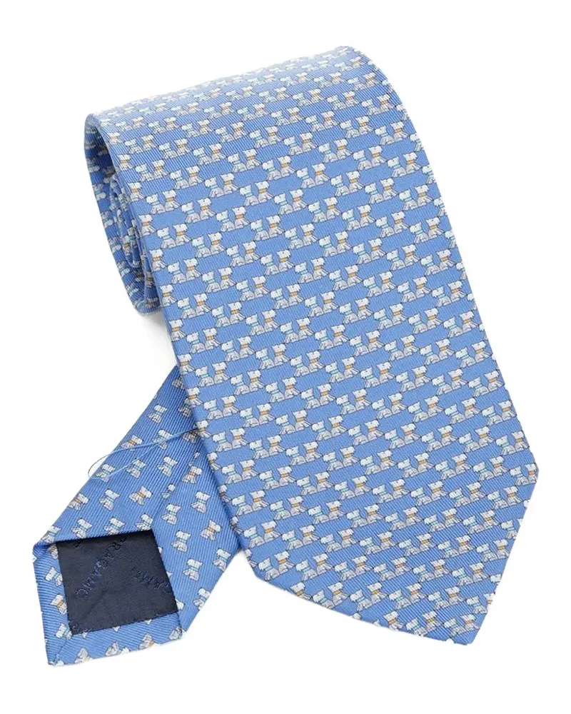 Ferragamo micro-print silk tie - Blau Blau