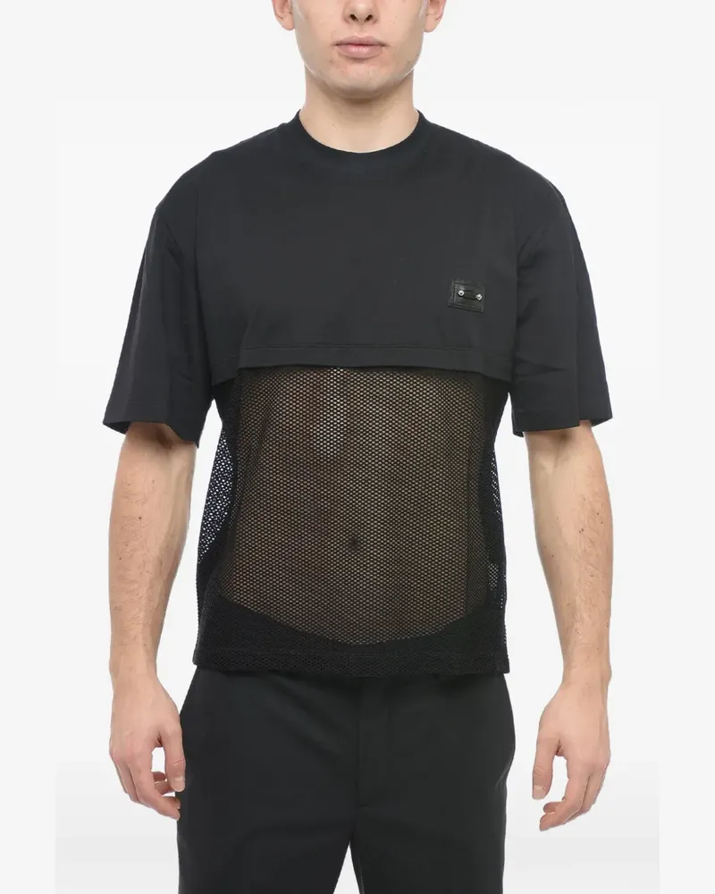 Neil Barrett T-Shirt mit Mesh - Schwarz Schwarz