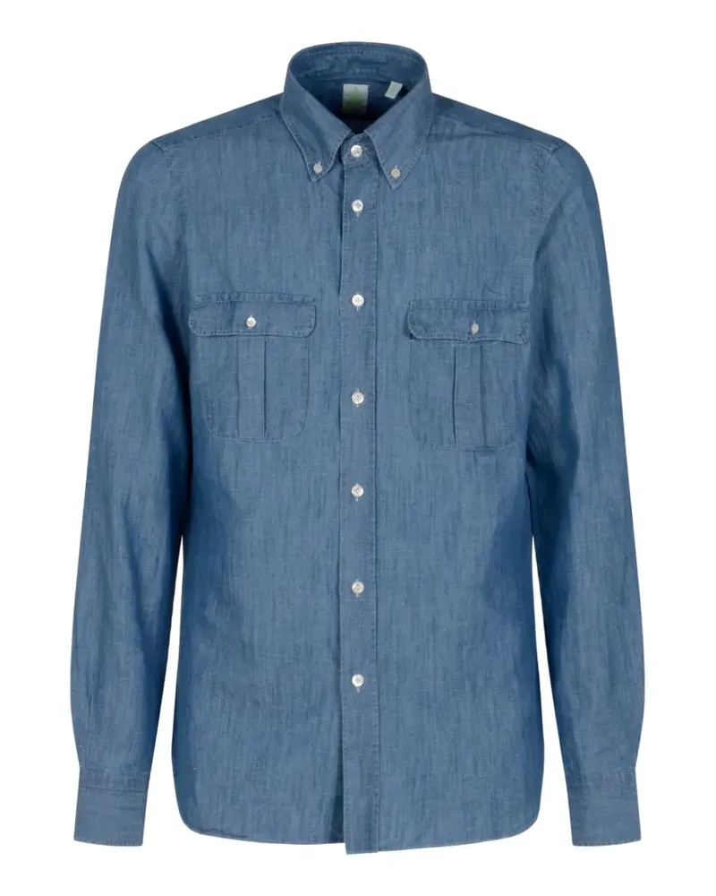 Finamore 1925 Button-down-Hemd mit Klappentasche - Blau Blau