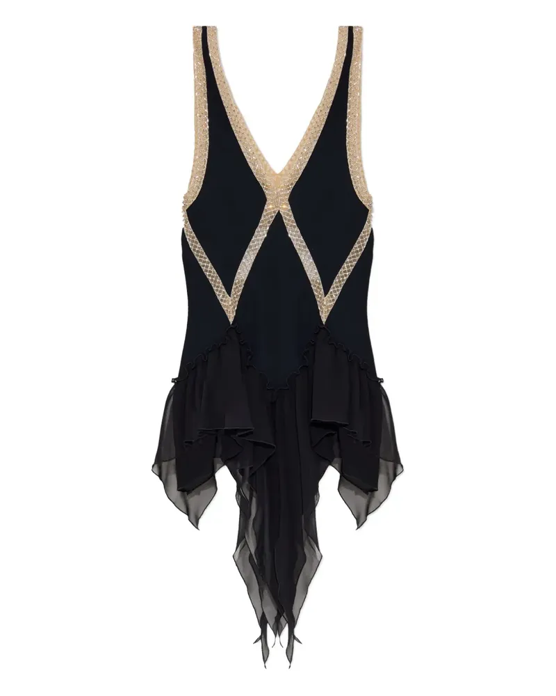 ATTICO Verziertes Minikleid mit Rüschen - Schwarz Schwarz