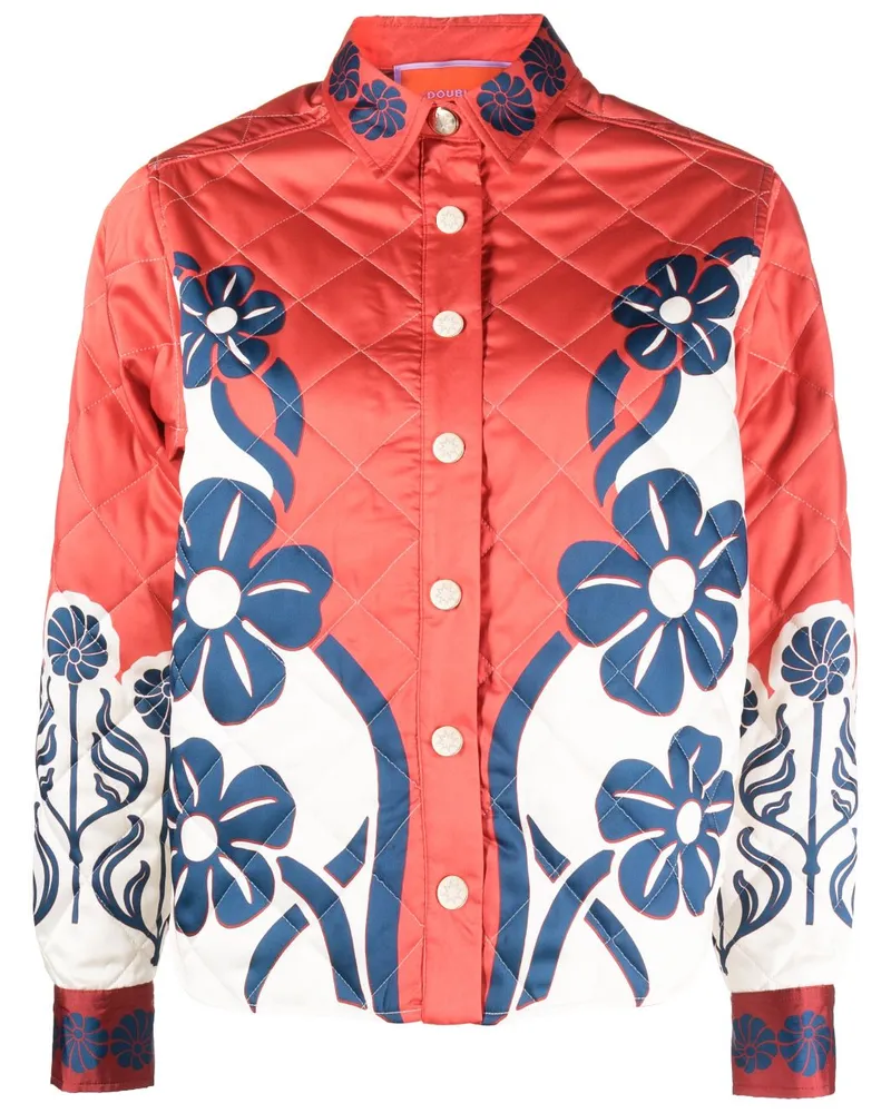 La DoubleJ Steppjacke mit Blumen-Print - Rot Rot
