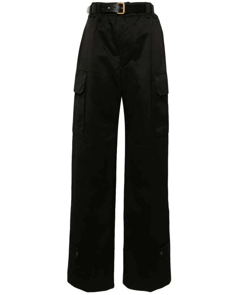 Saint Laurent Cassandre Cargohose mit hohem Bund - Schwarz Schwarz