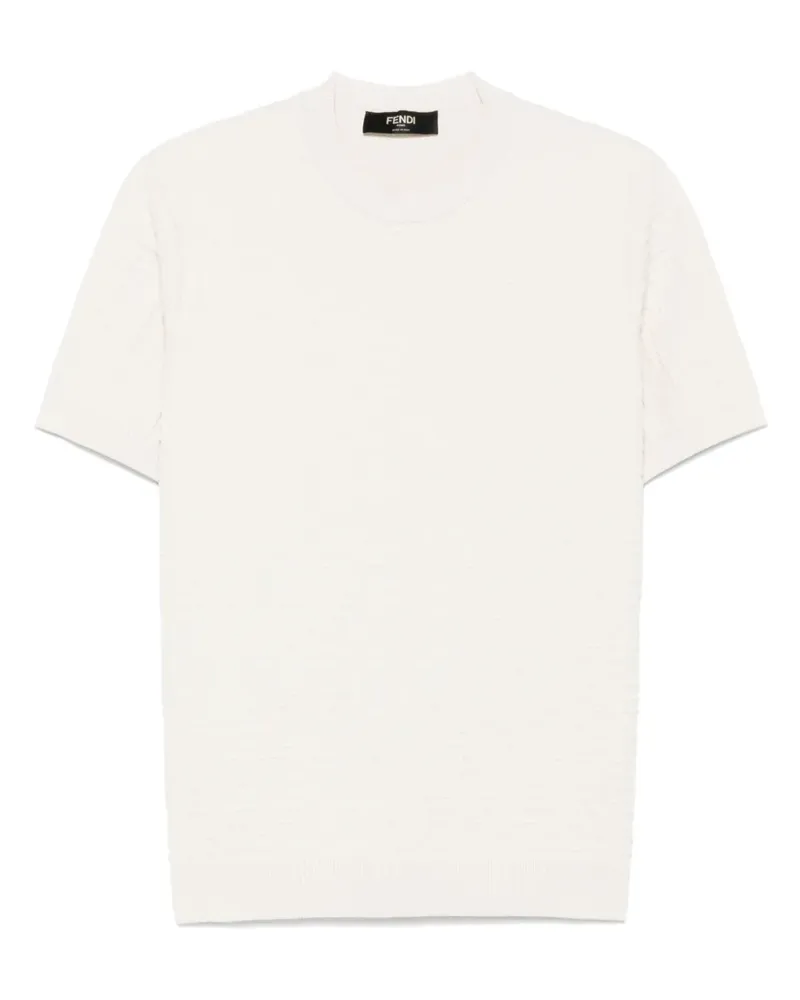 Fendi T-Shirt mit FF-Stickerei - Nude Nude
