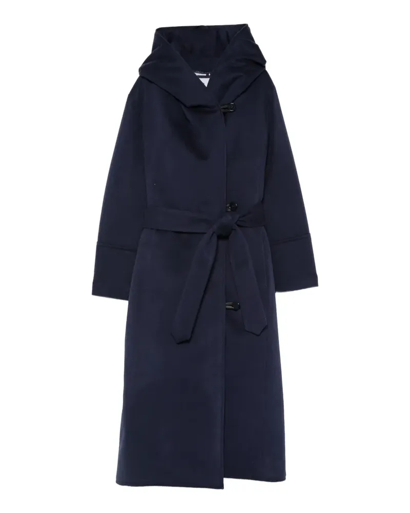 Norwegian Wool hooded belted coat - Blau Blau