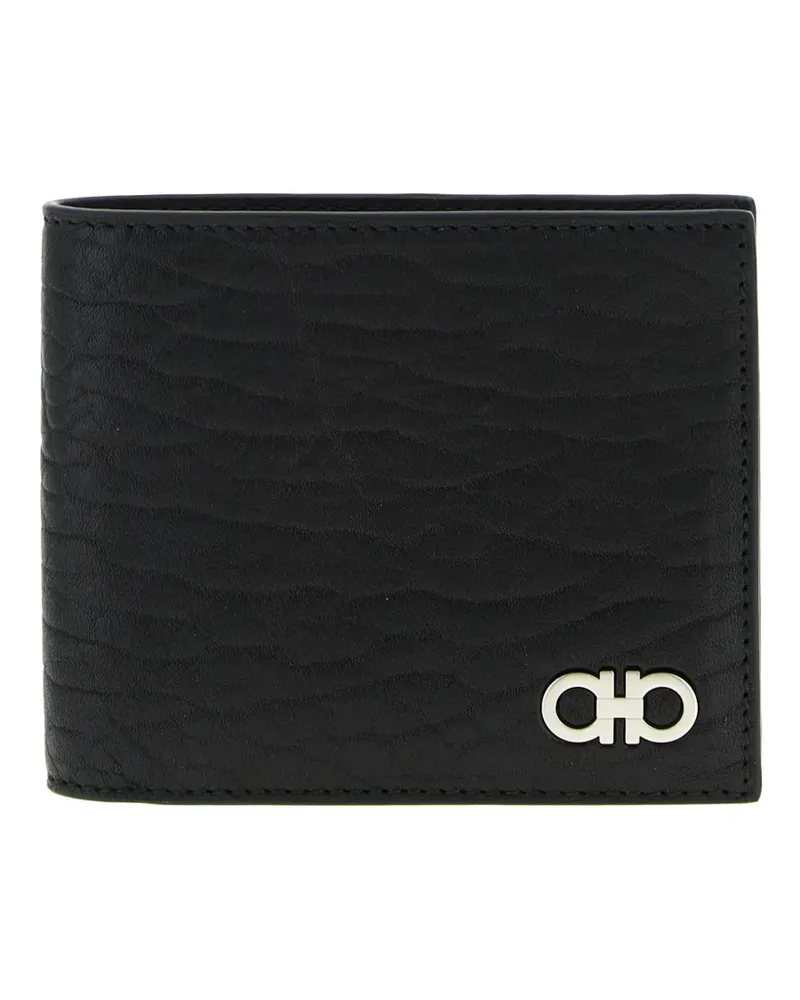 Ferragamo Gancini logo wallet - Schwarz Schwarz