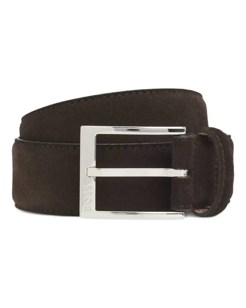HUGO BOSS square-buckle leather belt - Braun Braun