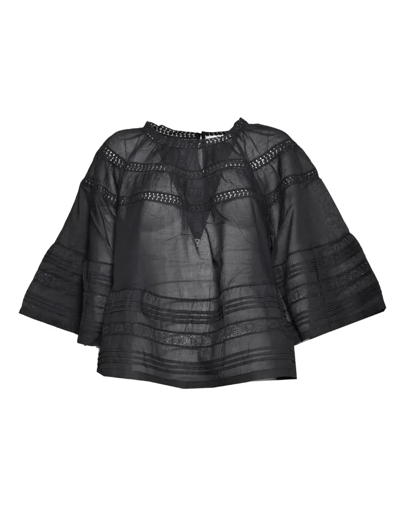 JcSophie Lyndsey lace-trim flared-sleeve blouse - Schwarz Schwarz