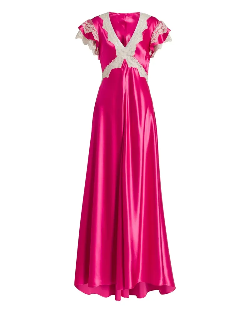Alberta Ferretti lace-trim maxi dress - Rosa Rosa