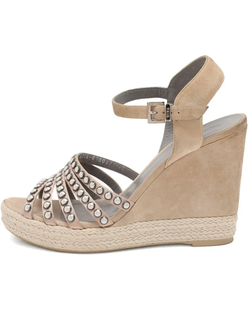 Gina Wedge-Sandalen mit Perlenverzierung 115mm - Nude Nude