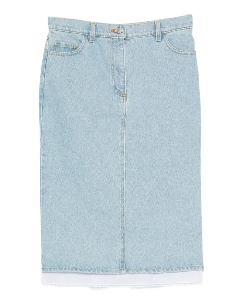 Magda Butrym lace-trim denim skirt - Blau Blau