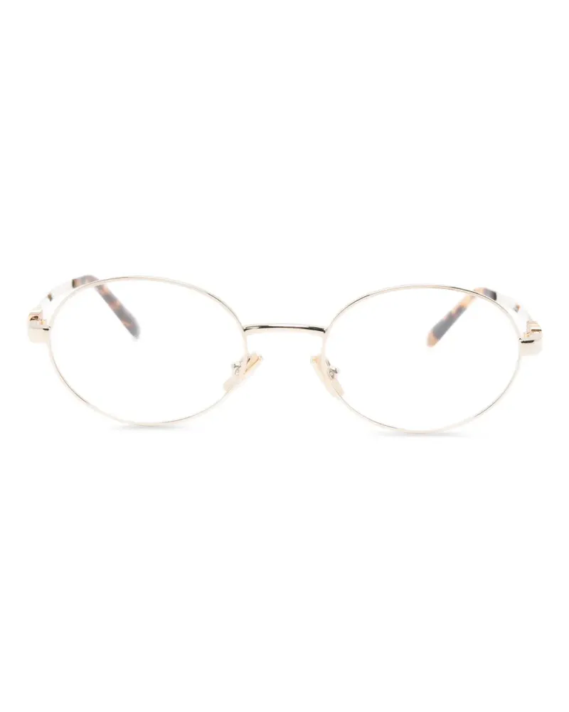 Miu Miu oval-frame logo-plaque glasses - Gold Gold