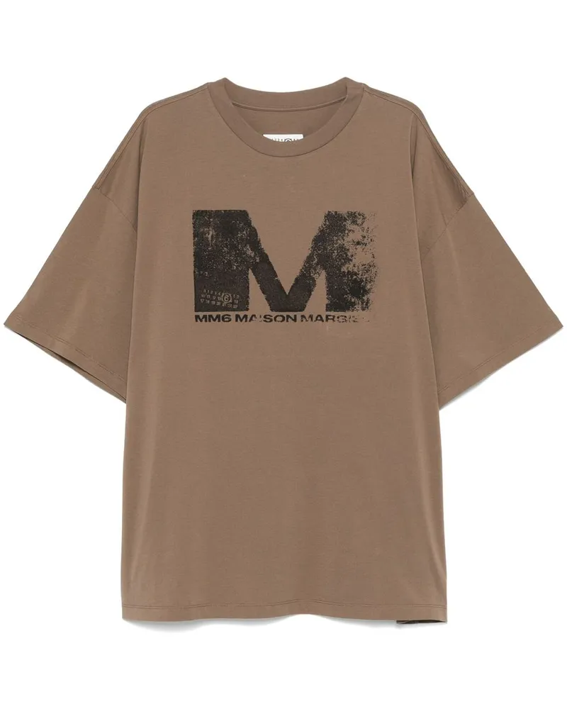 Maison Margiela T-Shirt mit Logo-Print - Braun Braun